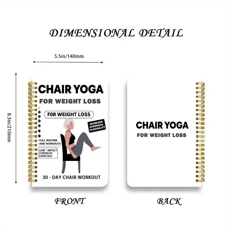 š„30-Day Chair Yoga Weight Loss Spiral-Bound Notebook & Step-by-Step Exercise Guide - At-Home Fitness Journal