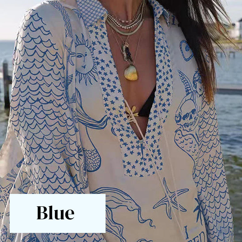 ✨2026 New Arrival 45% OFF! ☀️Printed Satin Two-piece Suit For Women,Loose Fit, Lightweight & Breathable