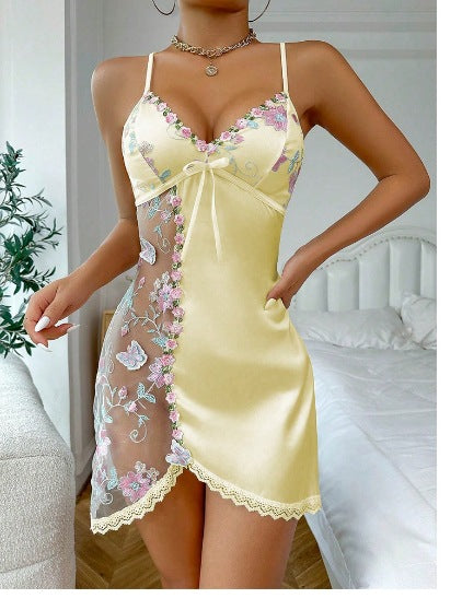 ⏳LAST DAY SALE 54% OFF !!📢Lace Erotic Lingerie Camisole Nightgown with Bow🎀💋，See-Through Lace, Silky Satin Trim, Sensual & Comfortable. A Seductive Gift for Her 💝👙