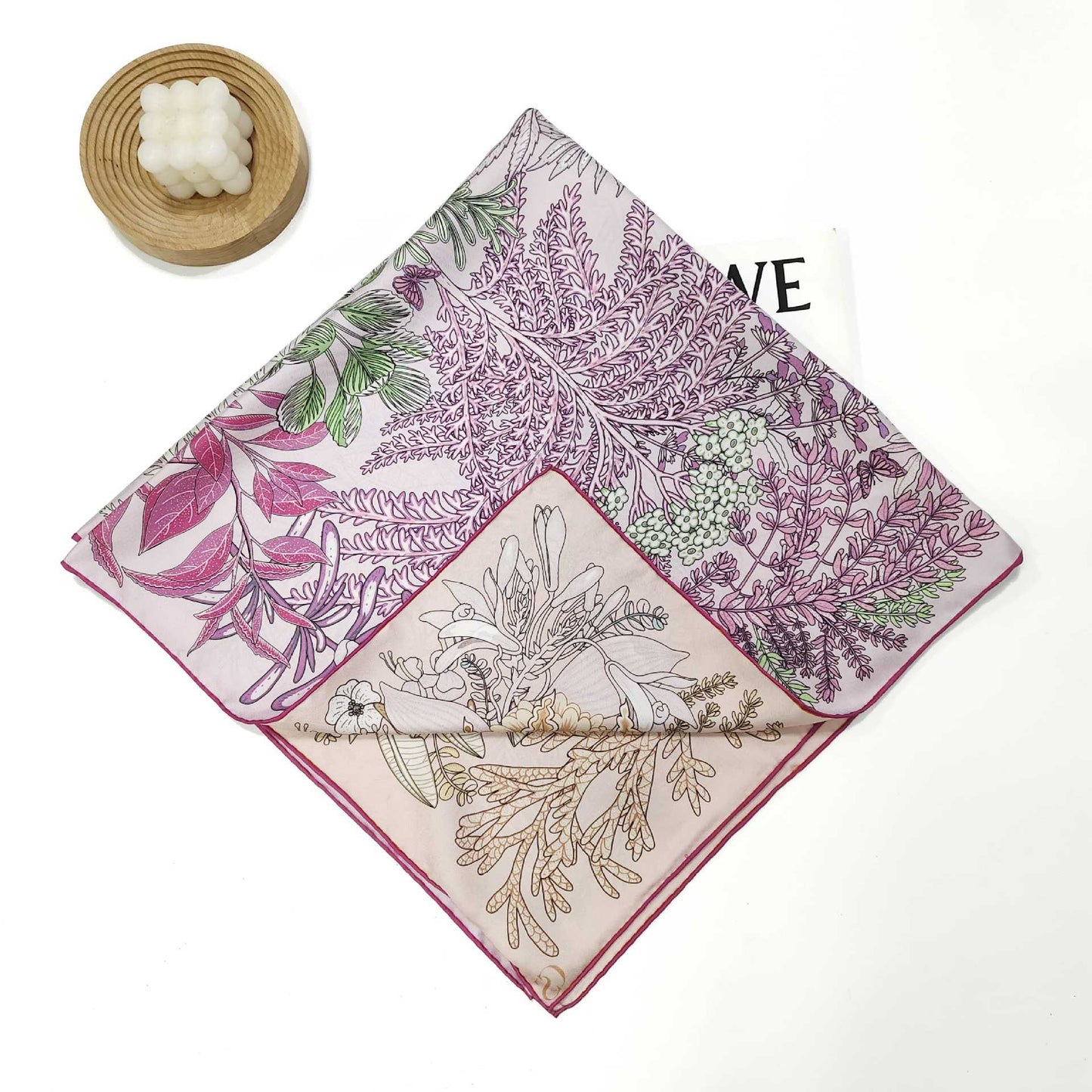 Two-Tone Double-Side Print Silk Square Scarf