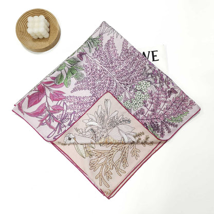 Two-Tone Double-Side Print Silk Square Scarf