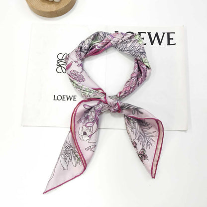 Two-Tone Double-Side Print Silk Square Scarf