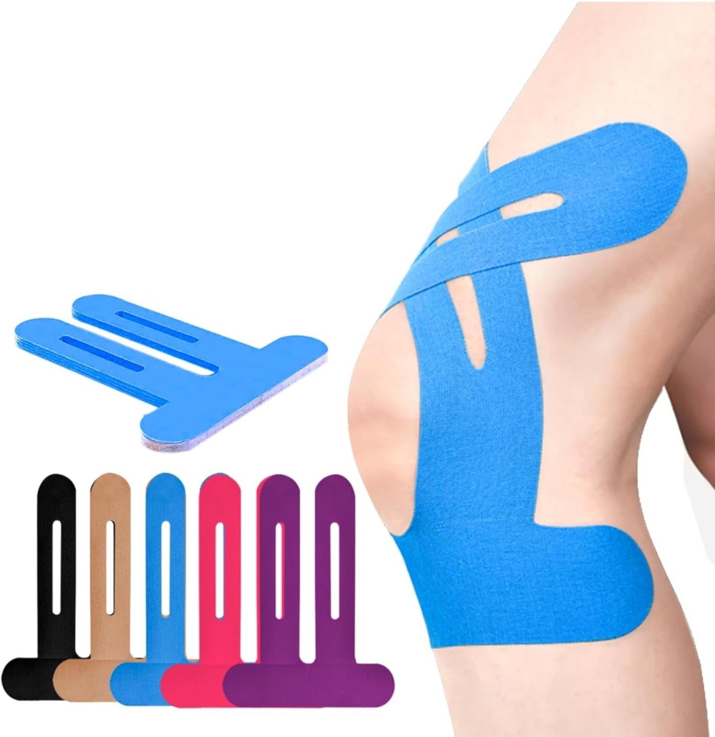 🎯 Pre-Cut Knee Kinesiology Tape – Easy Apply🦵 No Scissors Needed. Provides Muscle Support & Pain Relief for Running, Gym💪or Daily Activities. Stays on for Days! ✨