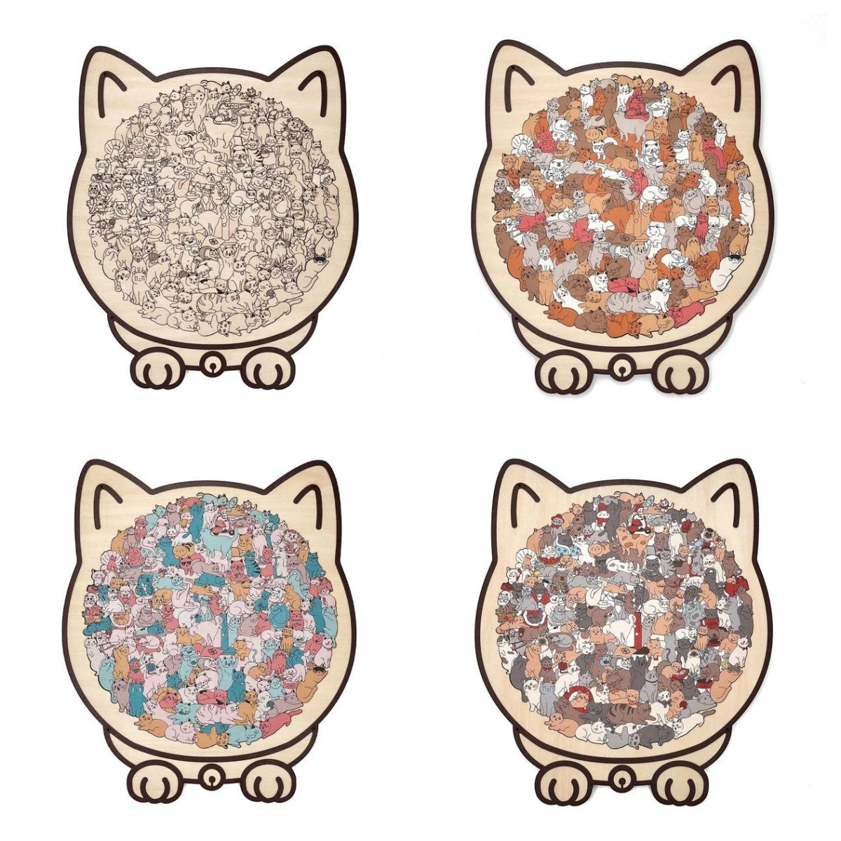 🧩 Wooden Jigsaw Puzzle – Cat Shape Design, Eco-Friendly Material, Great Gift for Puzzle & Pet Fans, Relaxing & Cute 🐾✨