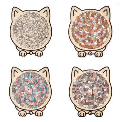 🧩 Wooden Jigsaw Puzzle – Cat Shape Design, Eco-Friendly Material, Great Gift for Puzzle & Pet Fans, Relaxing & Cute 🐾✨