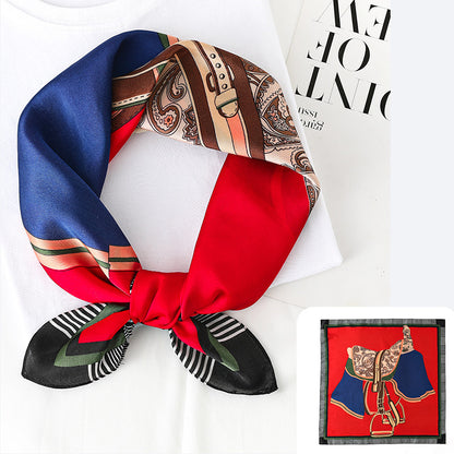 Plaid Saddle Double-Sided Print Small Square Scarf