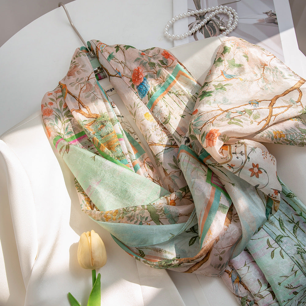 Sunlight Botanical Series – 100% Mulberry Silk Scarf