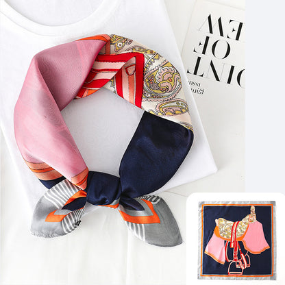 Plaid Saddle Double-Sided Print Small Square Scarf