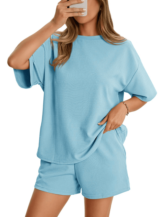 Women Soft waffle knit Casual Loose Fit Lounge Sets✨🌸