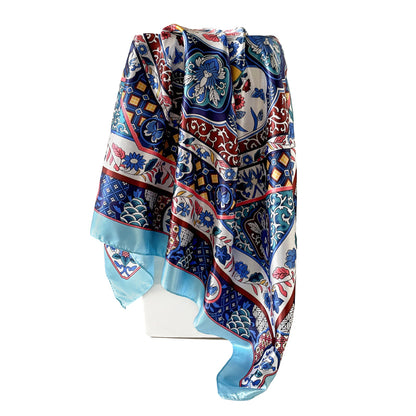Vintage Floral Print Square Scarf
