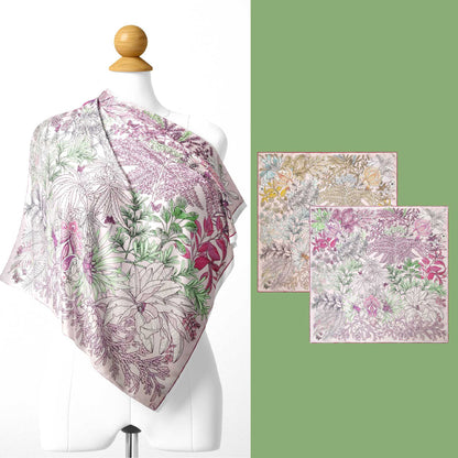 Two-Tone Double-Side Print Silk Square Scarf
