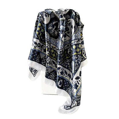 Vintage Floral Print Square Scarf