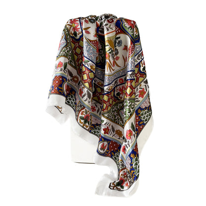 Vintage Floral Print Square Scarf