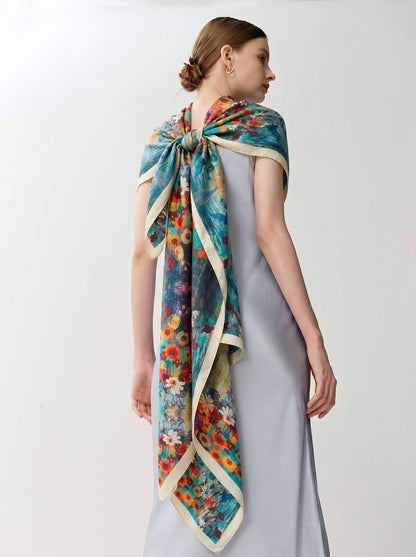 Sunlight Botanical Series – 100% Mulberry Silk Scarf