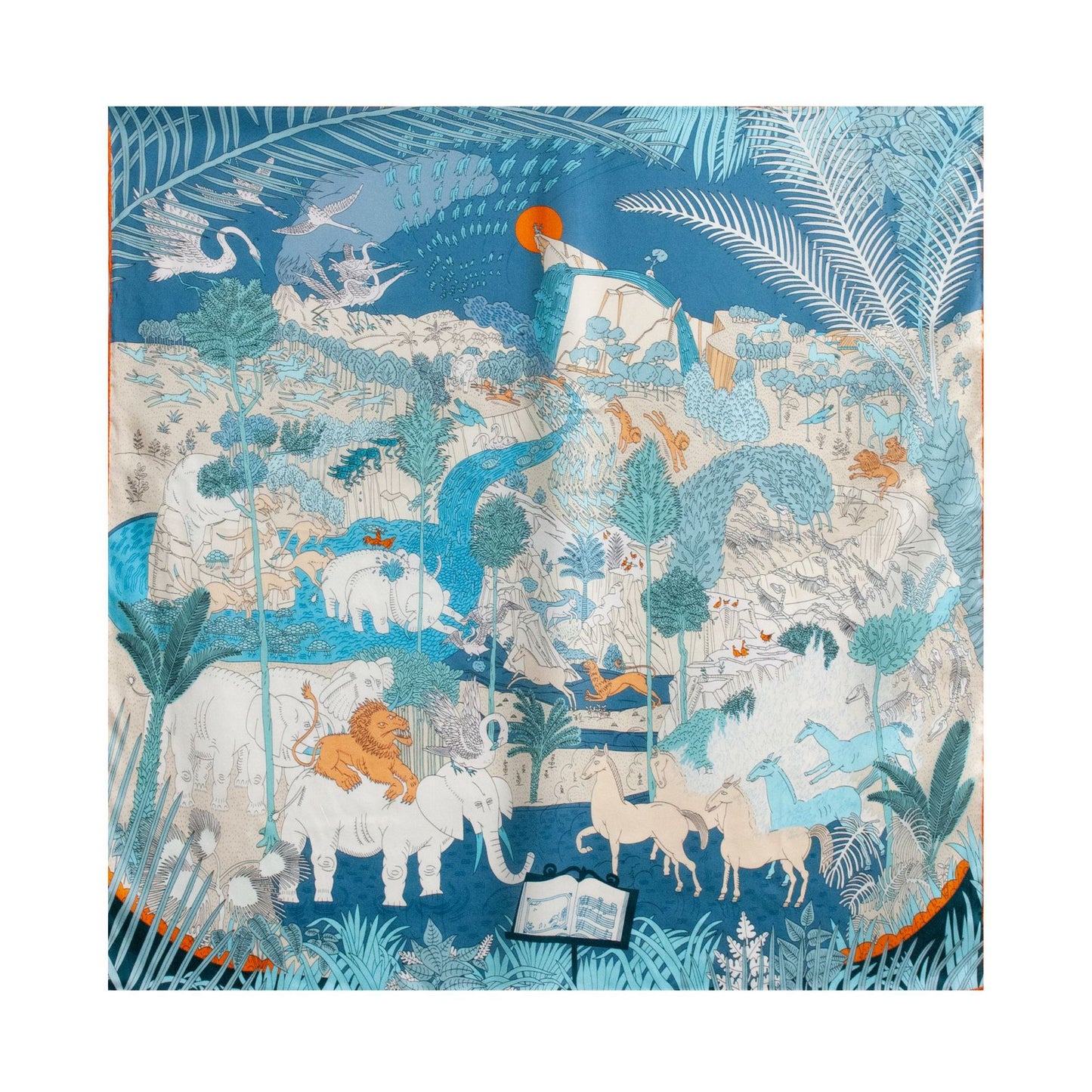 Vintage Botanical Mulberry Silk Square Scarf