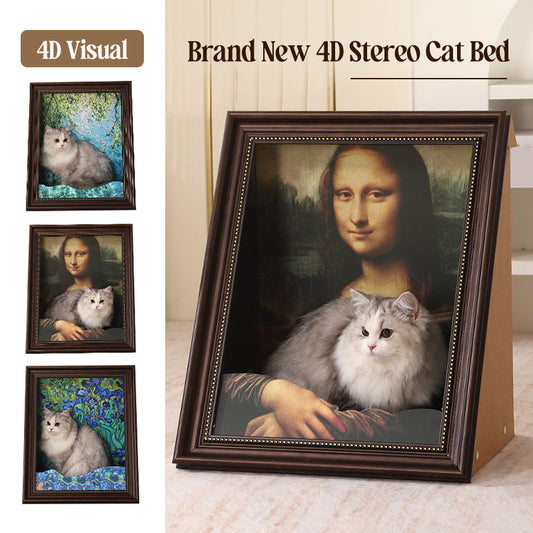 🔥Hot Sale🔥Brand New 4D Stereo Cat Scratching Bed – Unique Mona Lisa Design for Cats