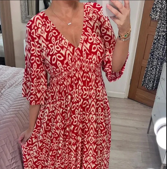 2026 V-neck Floral Seaside Holiday Dress