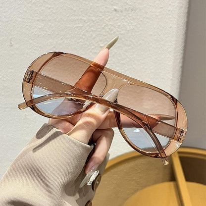 🔥Hot Sale🔥Oversized Retro Shield Sunglasses, High UV Protection Polarized Lens, Unisex Vintage Sun Glasses for Driving, Cycling, Beach