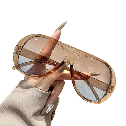 🔥Hot Sale🔥Oversized Retro Shield Sunglasses, High UV Protection Polarized Lens, Unisex Vintage Sun Glasses for Driving, Cycling, Beach