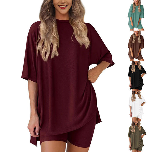🔥Super Limited-Time Hot Sale 67% Off!🔥 2026 New Style Loose-fitting Fashionable Solid Color Casual Short-sleeved Shorts Two-Piece Set