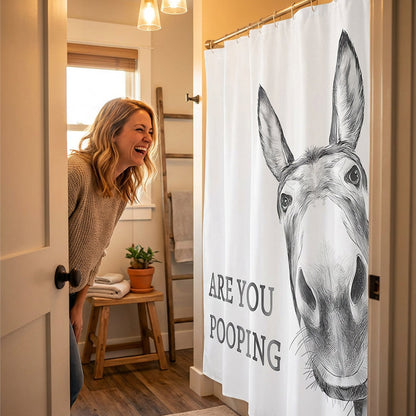💥 Super Limited Time Offer Only ￡6.99!! 🐴 Funny Donkey Shower Curtain with Hooks – Waterproof & Hilarious Bathroom Decor 🚿✨