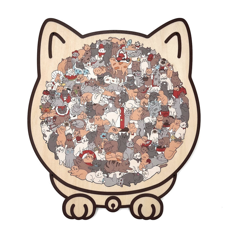 🧩 Wooden Jigsaw Puzzle – Cat Shape Design, Eco-Friendly Material, Great Gift for Puzzle & Pet Fans, Relaxing & Cute 🐾✨