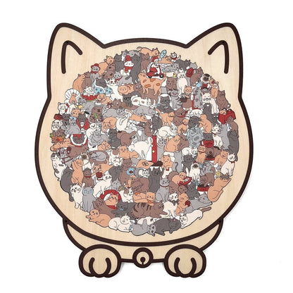 🧩 Wooden Jigsaw Puzzle – Cat Shape Design, Eco-Friendly Material, Great Gift for Puzzle & Pet Fans, Relaxing & Cute 🐾✨