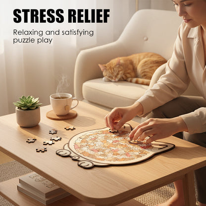 🧩 Wooden Jigsaw Puzzle – Cat Shape Design, Eco-Friendly Material, Great Gift for Puzzle & Pet Fans, Relaxing & Cute 🐾✨