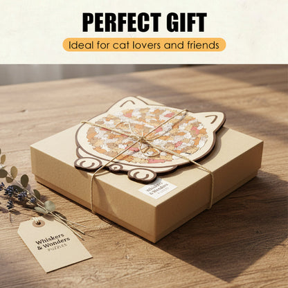 🧩 Wooden Jigsaw Puzzle – Cat Shape Design, Eco-Friendly Material, Great Gift for Puzzle & Pet Fans, Relaxing & Cute 🐾✨