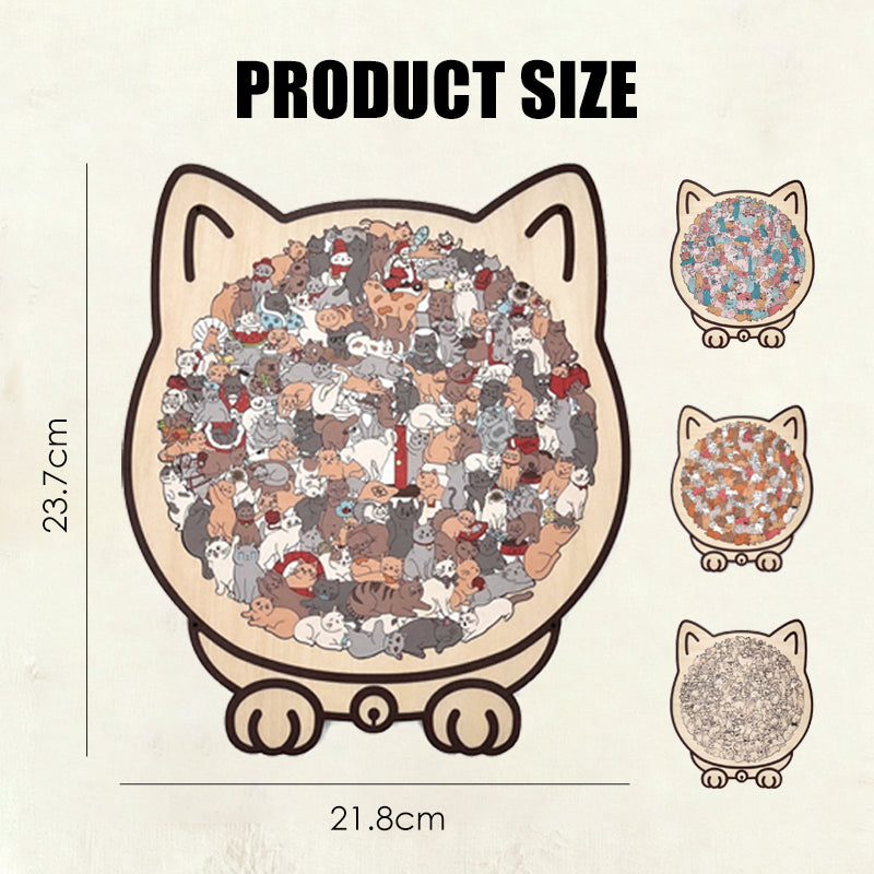 🧩 Wooden Jigsaw Puzzle – Cat Shape Design, Eco-Friendly Material, Great Gift for Puzzle & Pet Fans, Relaxing & Cute 🐾✨