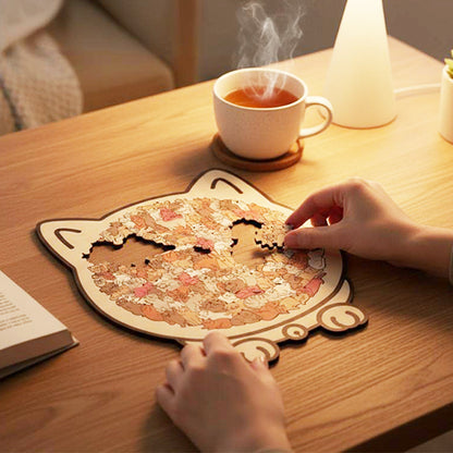 🧩 Wooden Jigsaw Puzzle – Cat Shape Design, Eco-Friendly Material, Great Gift for Puzzle & Pet Fans, Relaxing & Cute 🐾✨