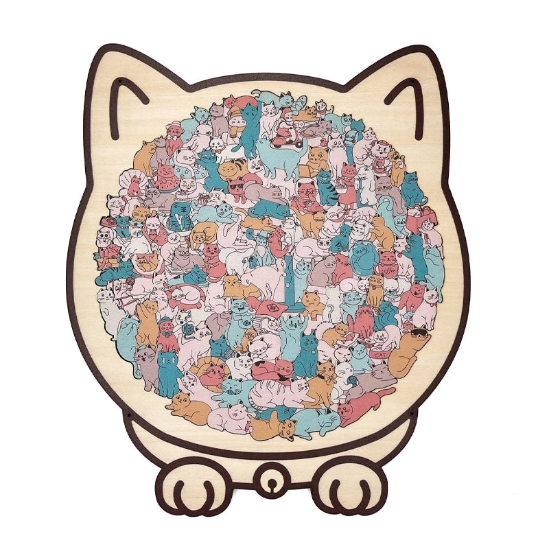 🧩 Wooden Jigsaw Puzzle – Cat Shape Design, Eco-Friendly Material, Great Gift for Puzzle & Pet Fans, Relaxing & Cute 🐾✨