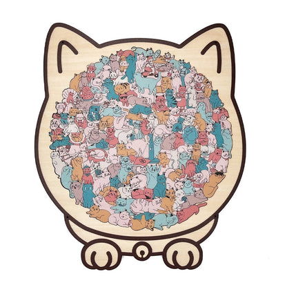 🧩 Wooden Jigsaw Puzzle – Cat Shape Design, Eco-Friendly Material, Great Gift for Puzzle & Pet Fans, Relaxing & Cute 🐾✨
