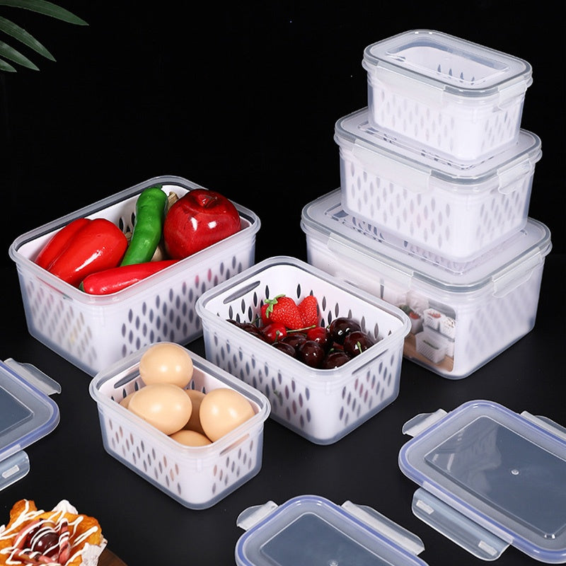 🍎3PCS Fruit Storage Container Set for Fridge with Removable Colander- Fresh Keeping for Fridge, Easy to Clean & Stack ✅🍇