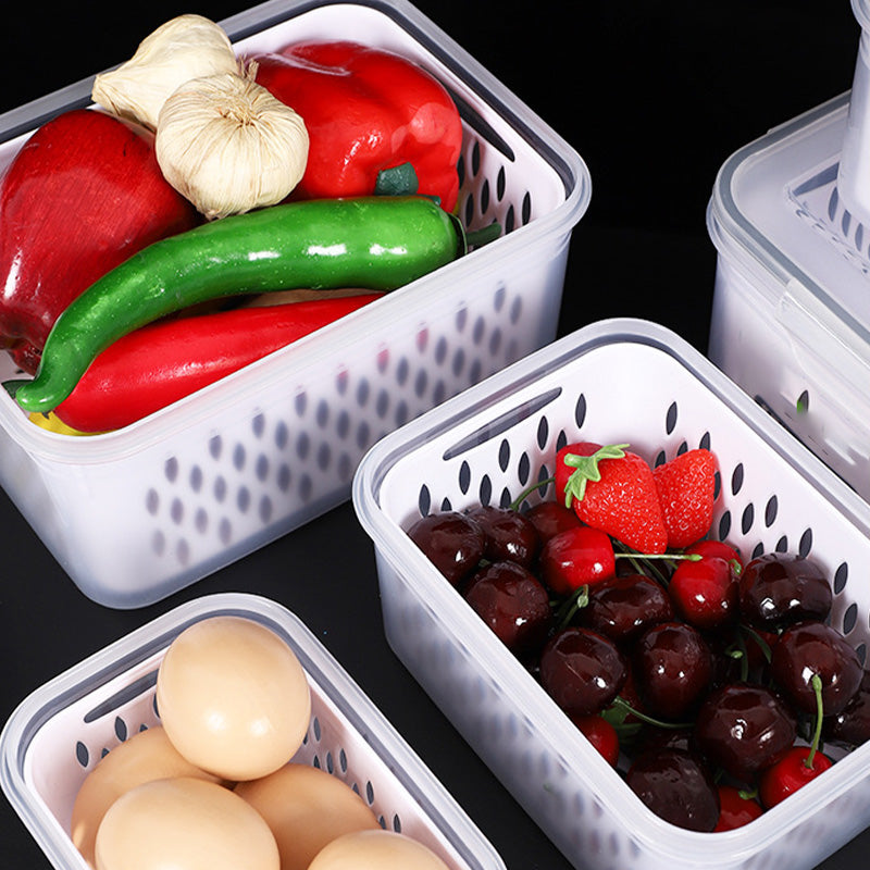 🍎3PCS Fruit Storage Container Set for Fridge with Removable Colander- Fresh Keeping for Fridge, Easy to Clean & Stack ✅🍇
