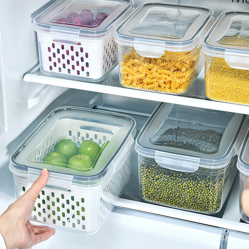 🍎3PCS Fruit Storage Container Set for Fridge with Removable Colander- Fresh Keeping for Fridge, Easy to Clean & Stack ✅🍇