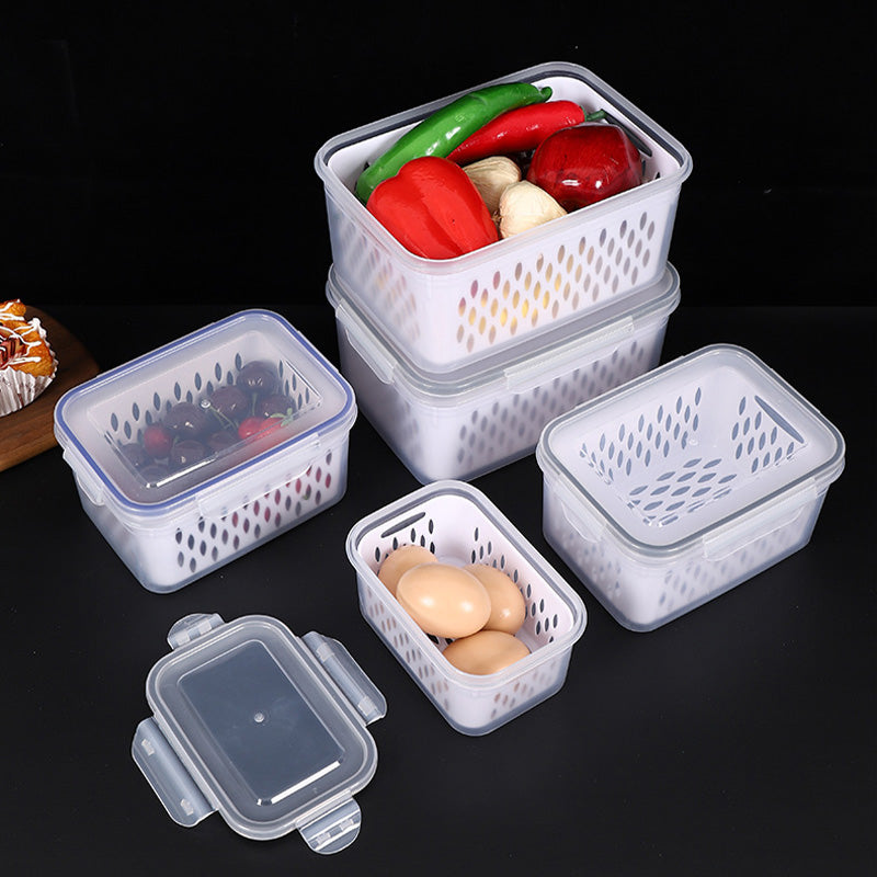 🍎3PCS Fruit Storage Container Set for Fridge with Removable Colander- Fresh Keeping for Fridge, Easy to Clean & Stack ✅🍇