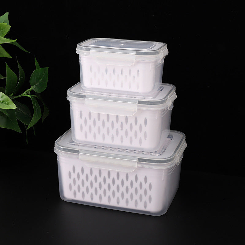 🍎3PCS Fruit Storage Container Set for Fridge with Removable Colander- Fresh Keeping for Fridge, Easy to Clean & Stack ✅🍇