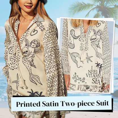 ✨2026 New Arrival 45% OFF! ☀️Printed Satin Two-piece Suit For Women，Loose Fit, Lightweight & Breathable