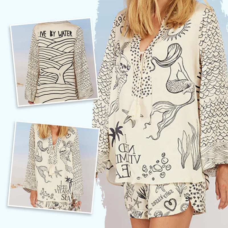 ✨2026 New Arrival 45% OFF! ☀️Printed Satin Two-piece Suit For Women，Loose Fit, Lightweight & Breathable