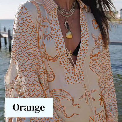 ✨2026 New Arrival 45% OFF! ☀️Printed Satin Two-piece Suit For Women，Loose Fit, Lightweight & Breathable