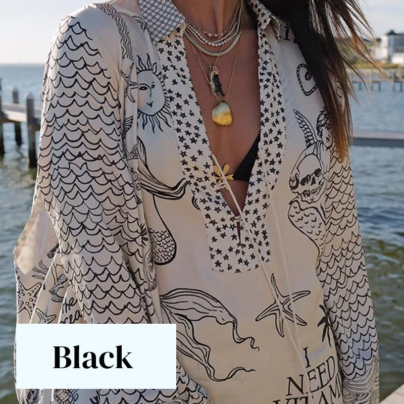✨2026 New Arrival 45% OFF! ☀️Printed Satin Two-piece Suit For Women，Loose Fit, Lightweight & Breathable