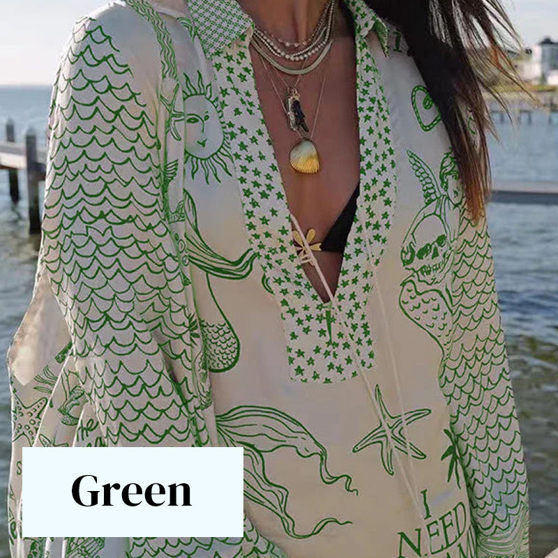 ✨2026 New Arrival 45% OFF! ☀️Printed Satin Two-piece Suit For Women，Loose Fit, Lightweight & Breathable