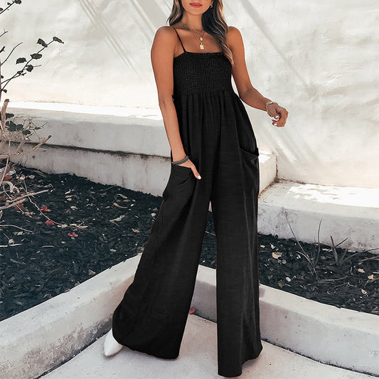 🔥2026 New arrival 53% OFF! ⌛️Ladies Gather Top Wide Leg Jumpsuit
