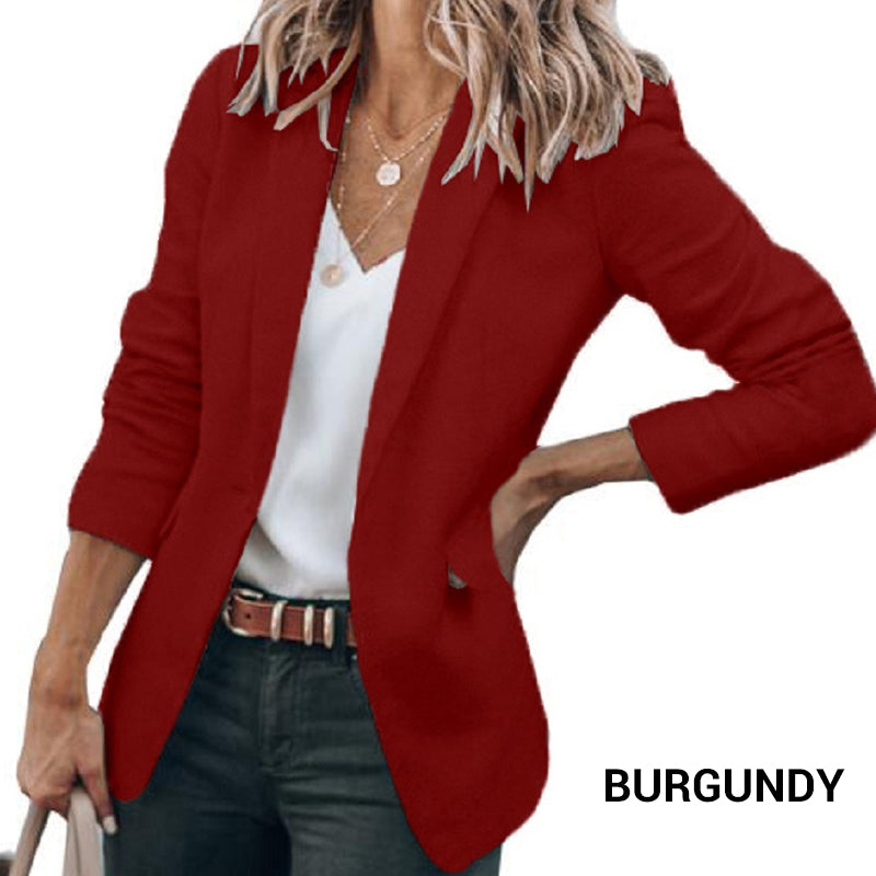 💖 Soft Solid Color Button-Up Lapel Jacket – Woman's Casual Blazer,  Great for Spring & Fall. Elevate Your Everyday Look 🍂👚