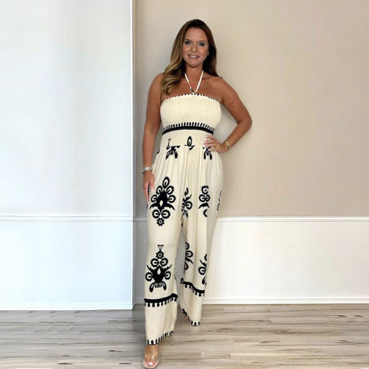 👖💫 Women's Sleeveless Halter Jumpsuit – Wide-Leg, Flattering Fit, Dress Up or Down. Your New Summer Essential! 🎀🌊