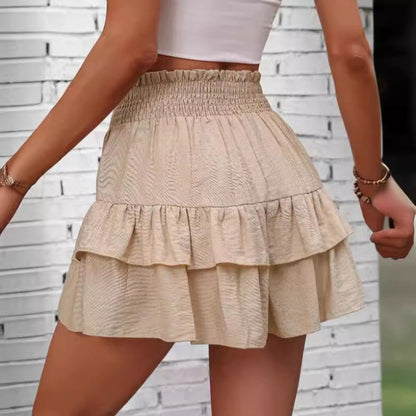 🌸👗 Solid Color Stretch Waist Short Skirt – Layered, Lightweight, Easy to Wear. Add a Flirty Touch to Any Look 💖💫