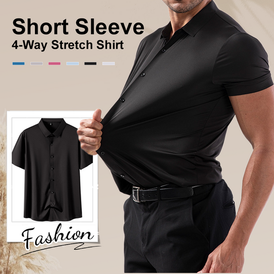 🌀🏃‍♂️ 4-Way Stretch Short Sleeve Shirt for Men – Lightweight, Moisture-Wicking, Snag-Free Fabric. Great for Travel, Hiking or Everyday Wear. Stretch Beyond Limits! 🌍🧗