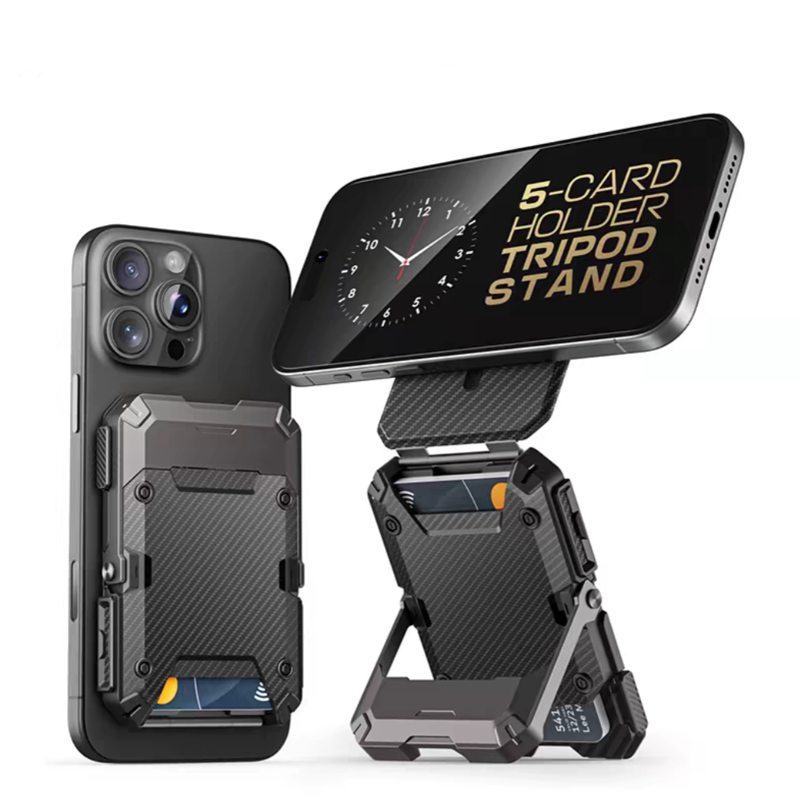 🧲📲2-in-1 Foldable Magnetic Phone Stand，Tripod Phone Stand Credit Card Holder for iPhone 16/15/14/13/12 SUPCASE Adjustable Phone Stand Compatible with MagSafe