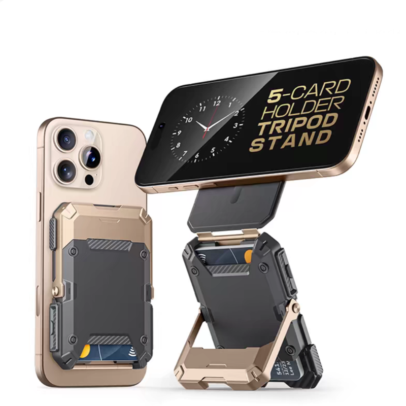 🧲📲2-in-1 Foldable Magnetic Phone Stand，Tripod Phone Stand Credit Card Holder for iPhone 16/15/14/13/12 SUPCASE Adjustable Phone Stand Compatible with MagSafe
